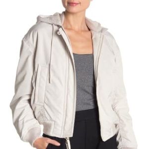Vince Soft Faux Shearling Lined Bomber Jacket